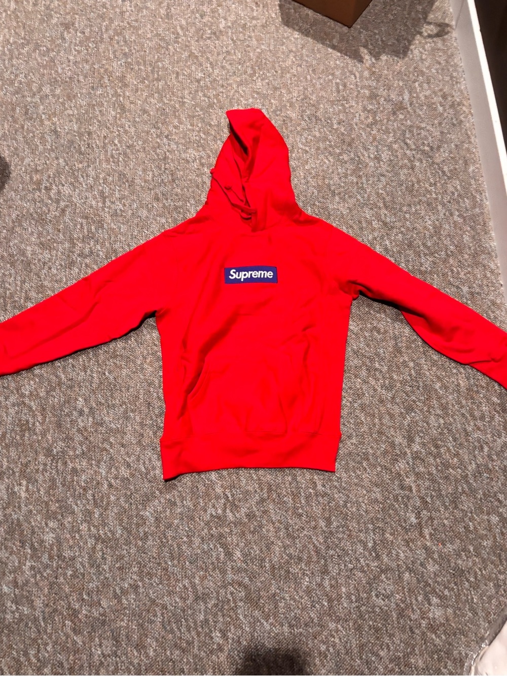 Red Supreme Hooded Navy Box Logo